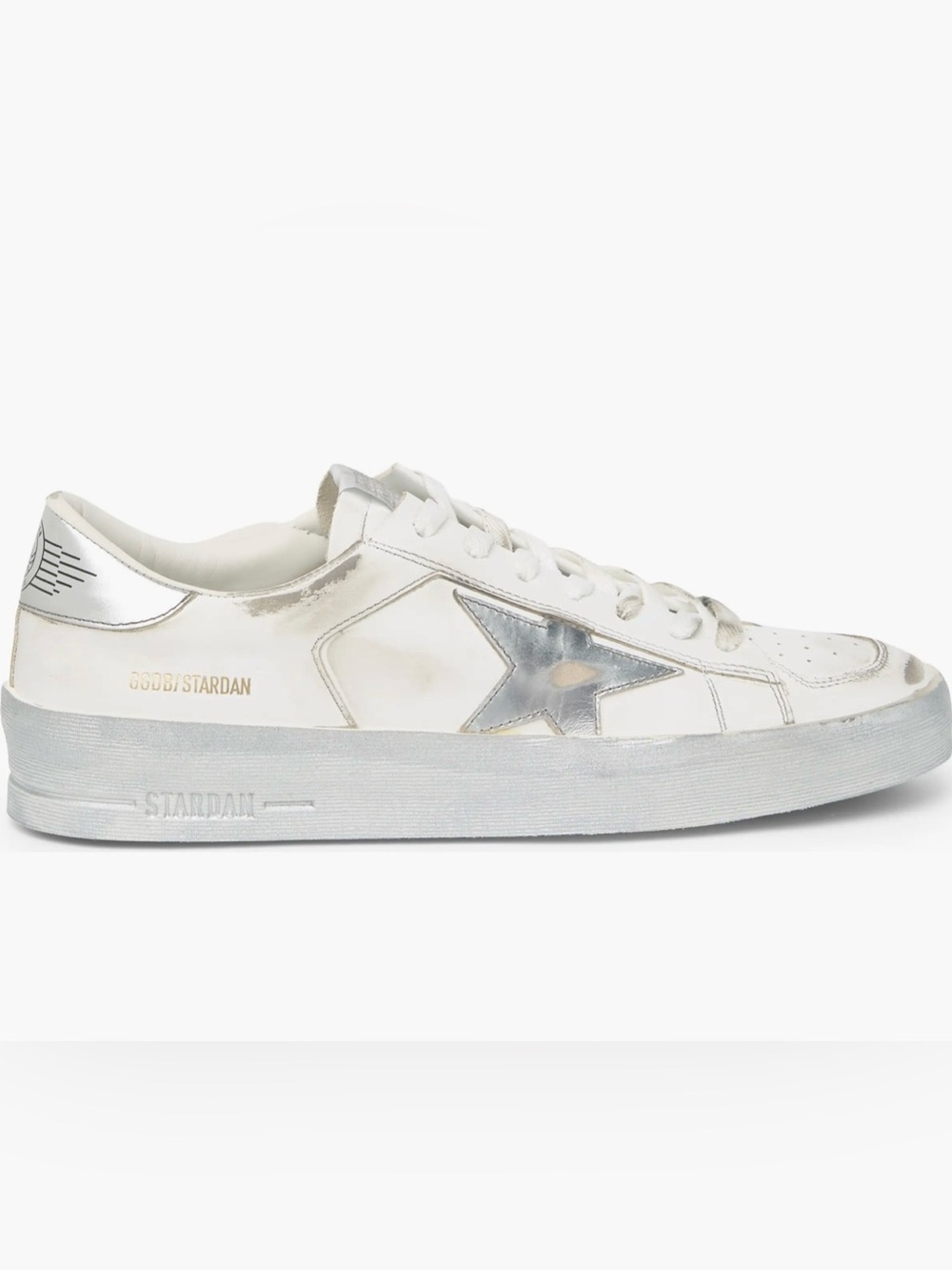 NWT Golden Goose White & Silver Star Low-Top Stardan Sneaker Rare Size 11/41 - Picture 3 of 15